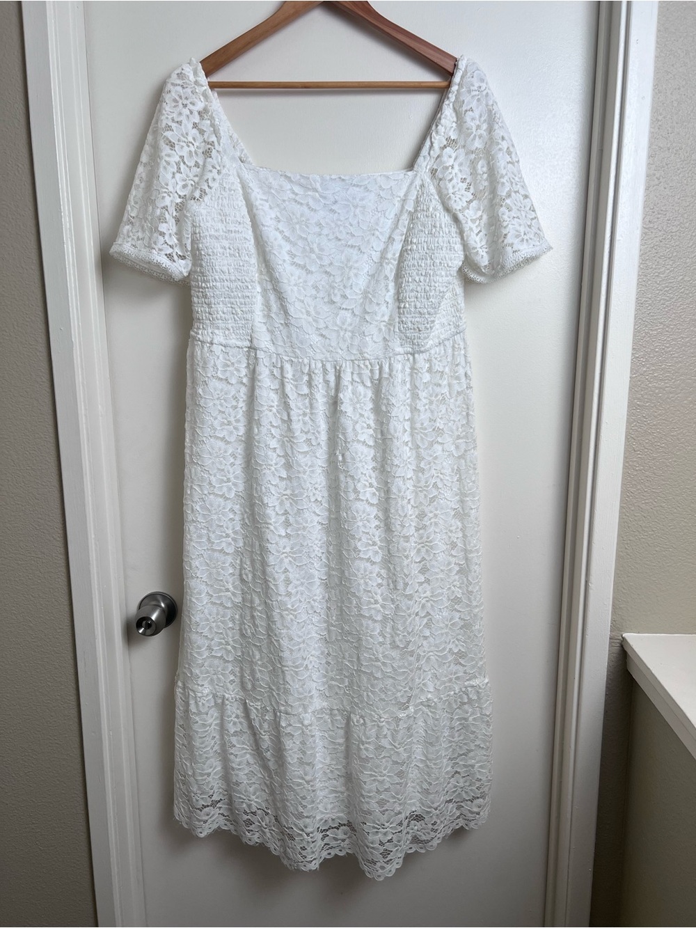 Draper James White Floral Lace Midi Dress 2X Cottagecore Bridal Shower Plus Size